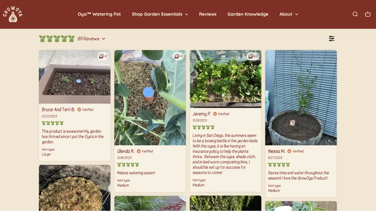 Loox store showcasing it's product reviews grid widget